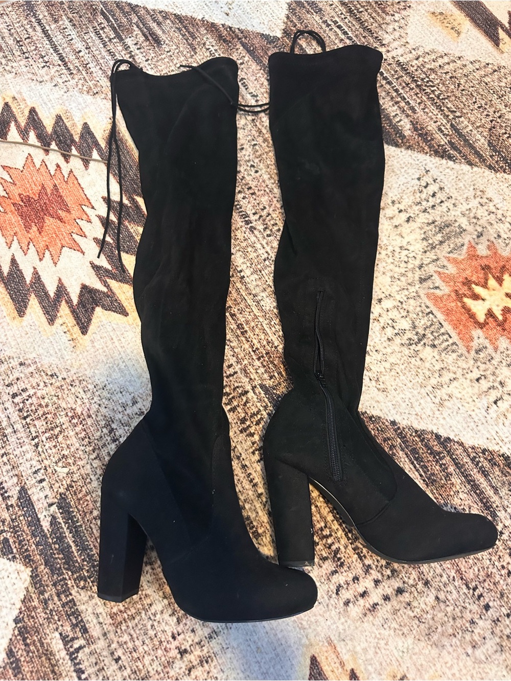 Fashion Nova Black Over-The-Knee Block Heel Boots